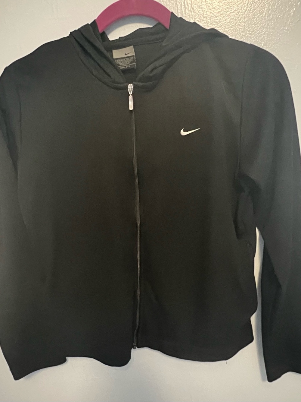Nike Black Full-Zip Hooded Bomber Jacket with White Swoosh